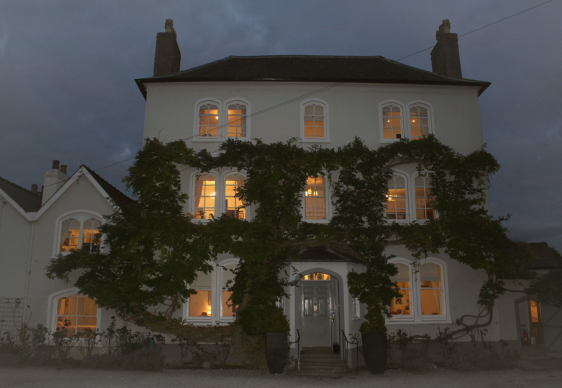 Parade House entrance by night at Parade House in Monmouth